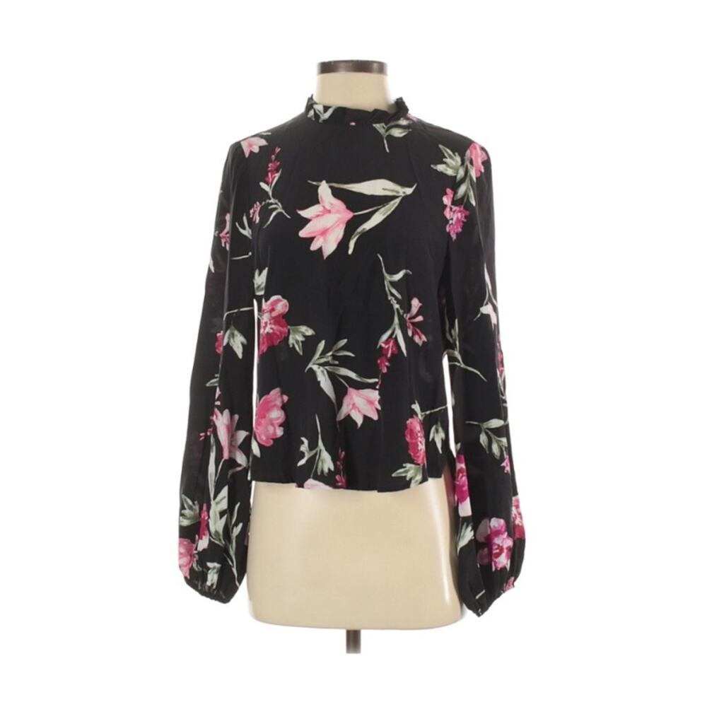 Yumi Kim silk floral blouse puff sleeves S